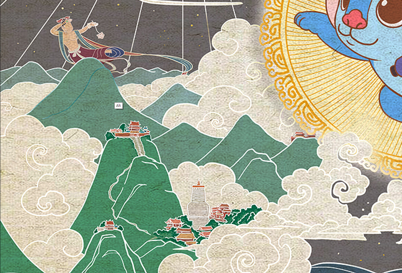 五台山卡通IP 文殊坐骑—青狮（图ZMjAxNjUwMTU2） - 概念设定 - 站酷设计师大山楂原创素材 - 站酷ZCOOL