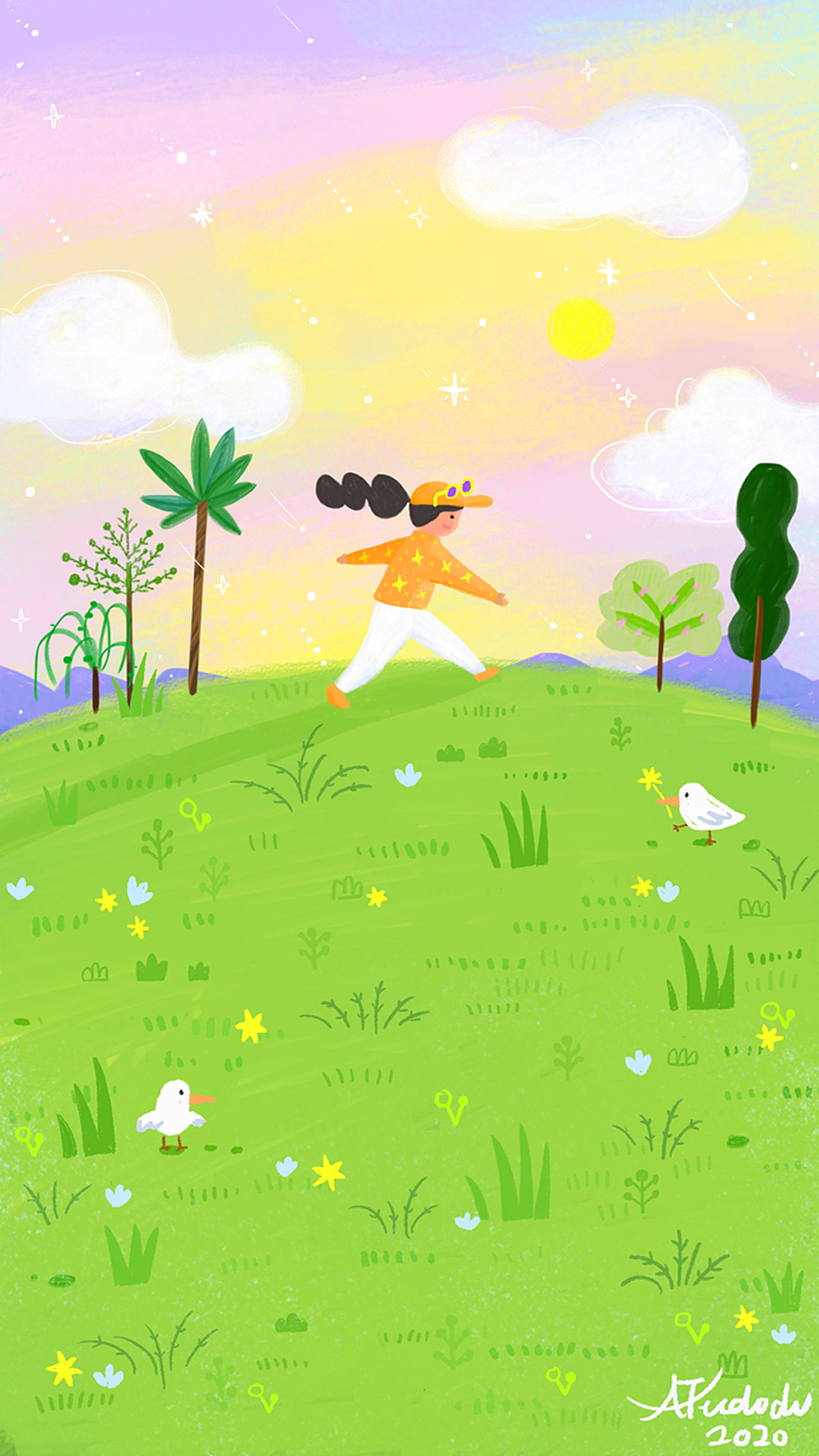 朝晴凉适 漫步山野|插画|商业插画|阿福多多_原创作品-站酷(zcool)