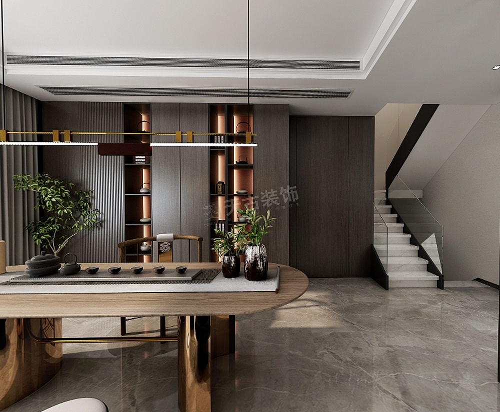 南坪别墅装修,金辉泊舍新中式风格设计,天古设计师陈宏