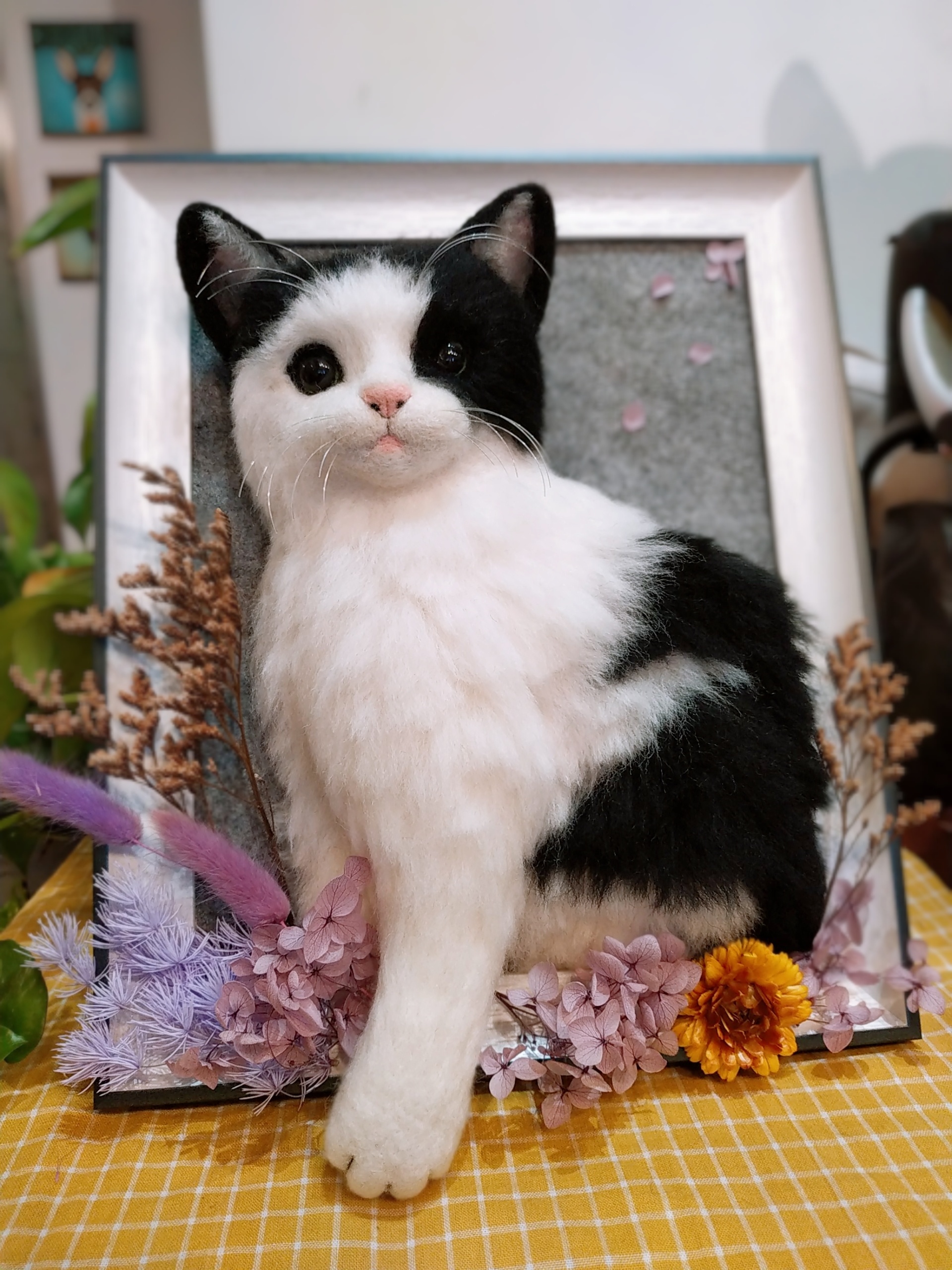 羊毛毡仿真宠物相框——黑白猫咪