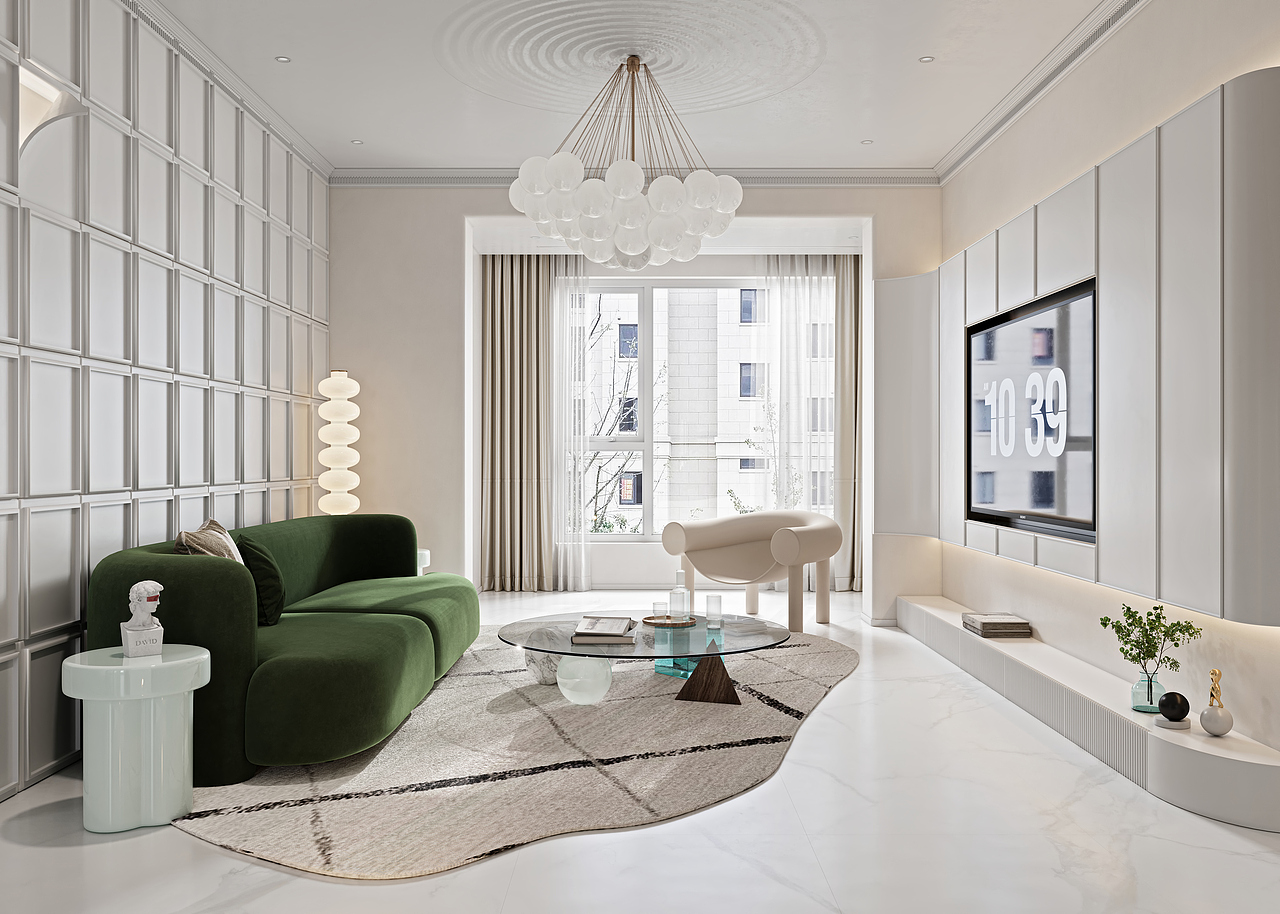 浅色系客餐厅 绿色客厅（图ZMzA1OTY2ODk2） - 建筑/空间 - 站酷设计师痞老蟹原创素材 - 站酷ZCOOL