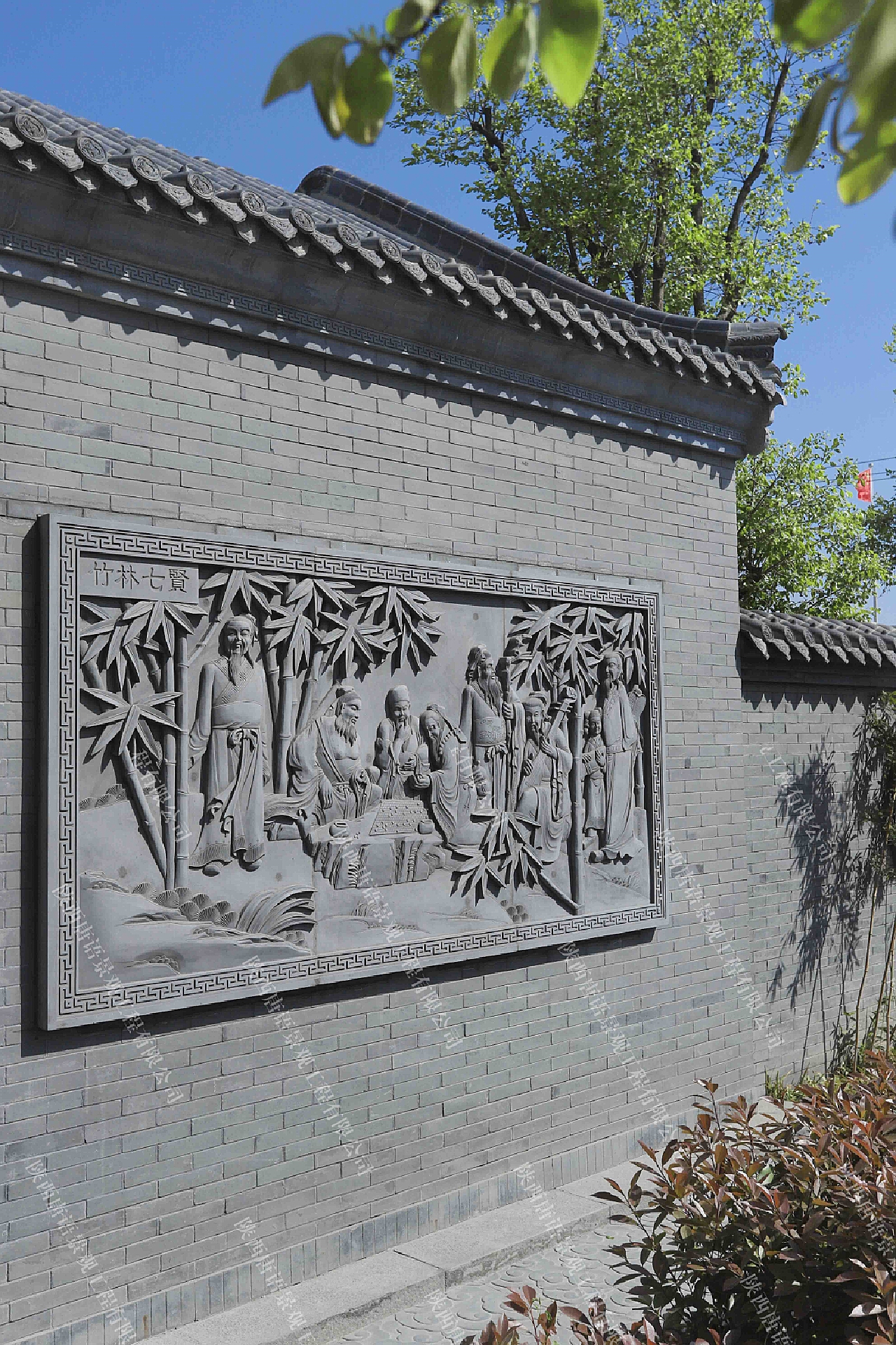 新中式庭院雕花景墙影壁3d模型下载-【集简空间】「每日更新」