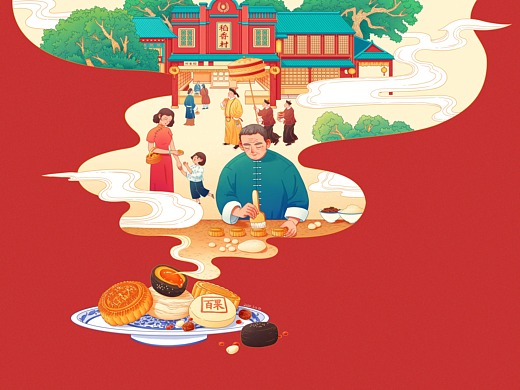 2020年稻香村宣传海报插画