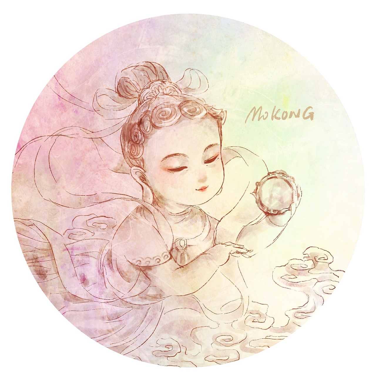 5号持铜镜小飞天