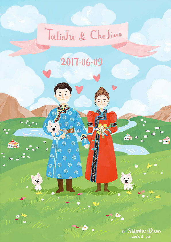 蒙古姑娘的婚礼（图ZODkzMjk5MTI=） - 艺术插画 - 站酷设计师SummerDUAN原创素材 - 站酷ZCOOL