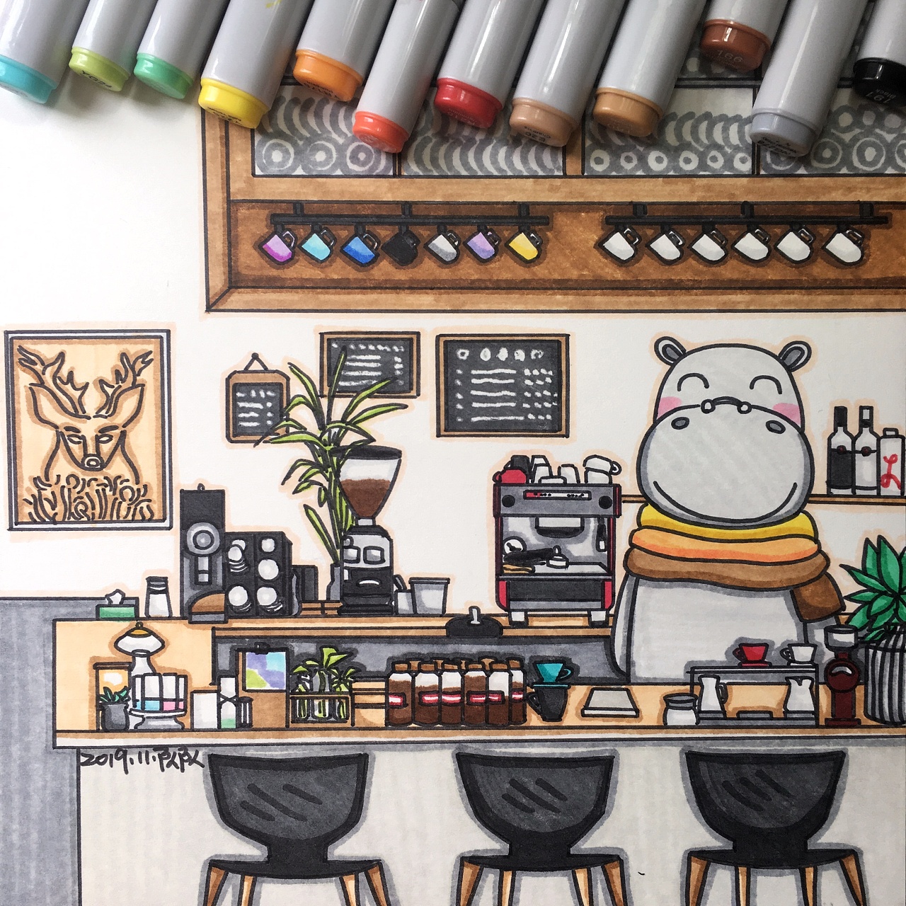 手绘咖啡厅:啡扬咖啡
