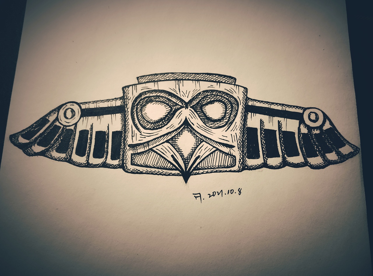 原创手绘练习‖印第安鹰图腾