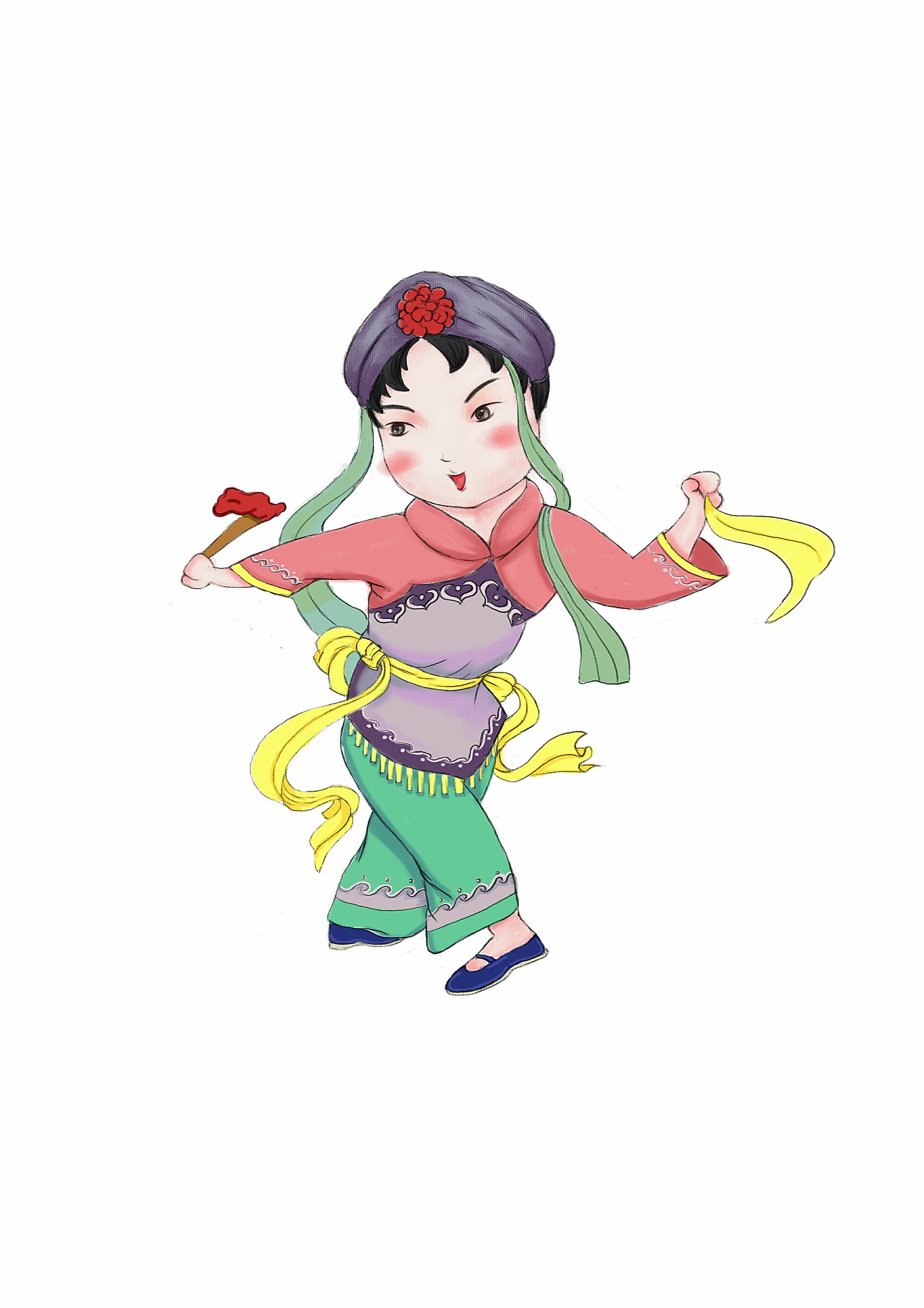 胶州秧歌人物插画设计