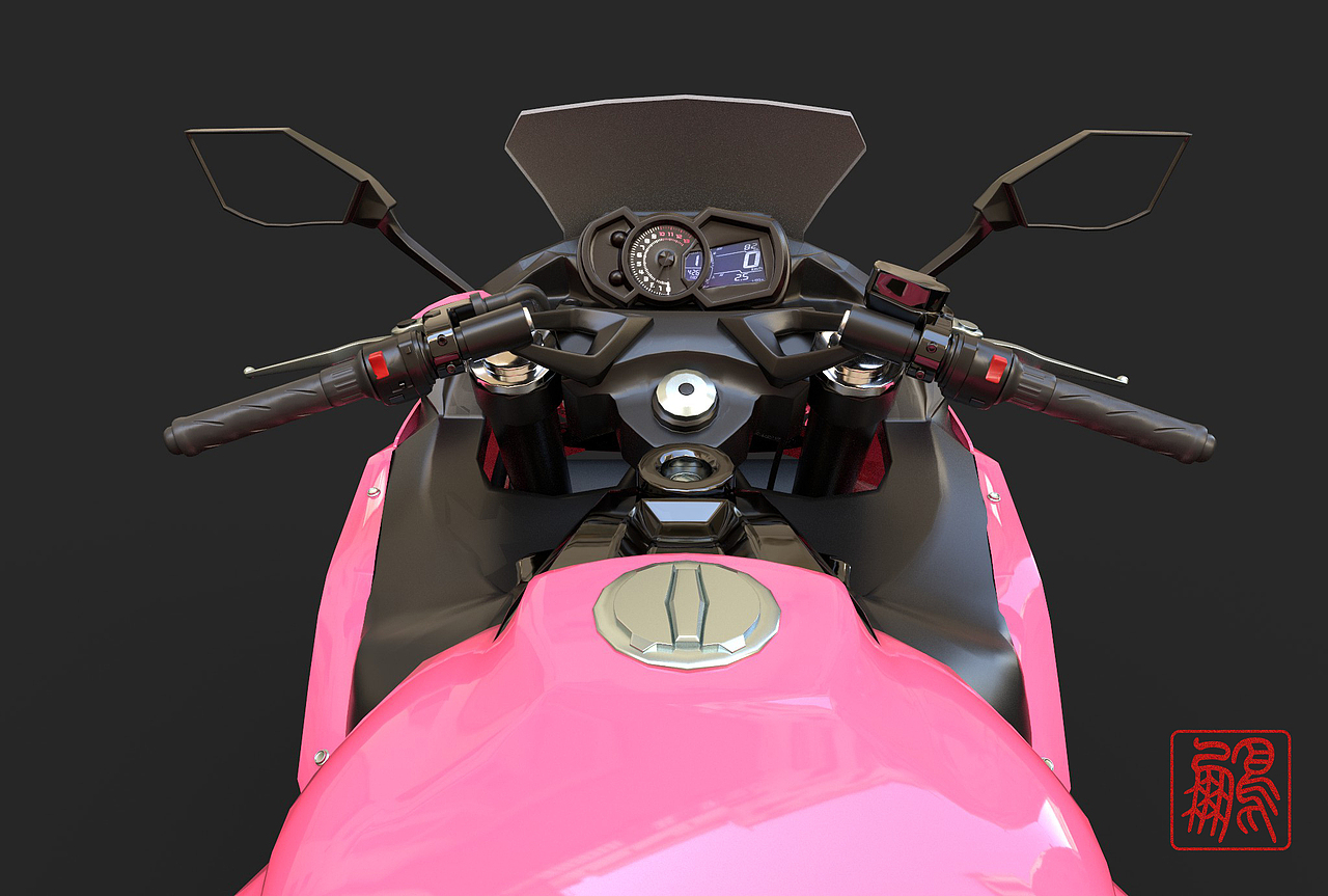 摩托车川崎小忍者650abs自配粉色