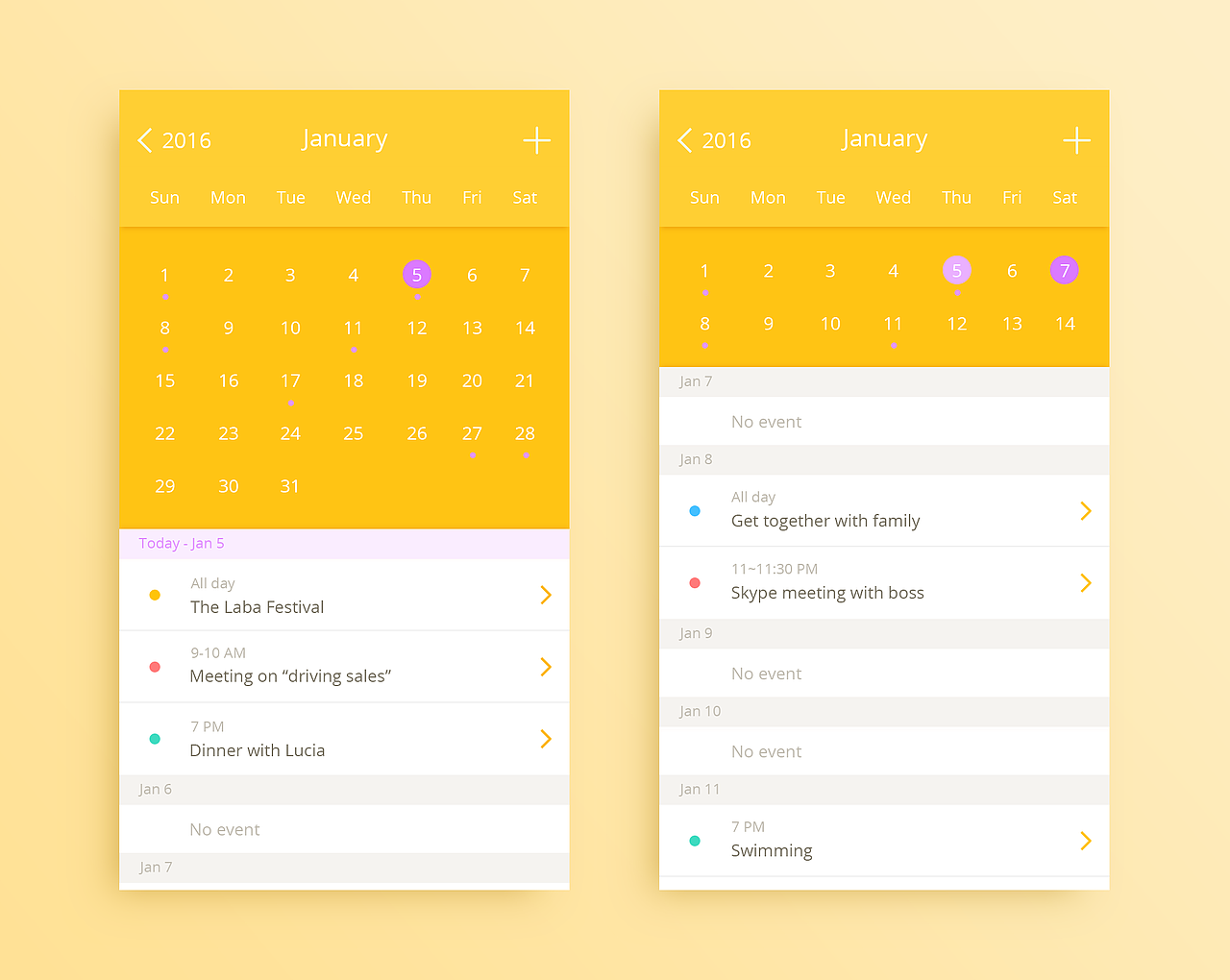 Daily UI #4 日历（图ZNjc5MTMyNTY=） - APP界面 - 站酷设计师girasolrocks原创素材 - 站酷ZCOOL