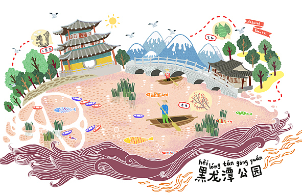 猫空·丽江系列明信片（图ZMTkzNTY1NzI=） - 商业插画 - 站酷设计师Bigfish大鱼君原创素材 - 站酷ZCOOL