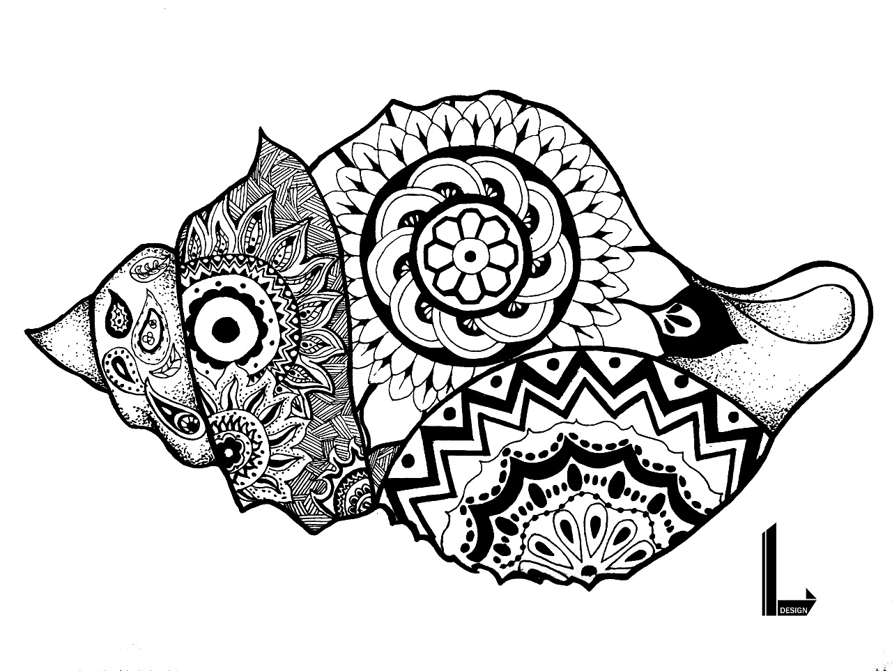 黑白装饰画“年年有鱼”|插画|创作习作|鹭的 - 原创作品 - 站酷 (ZCOOL)