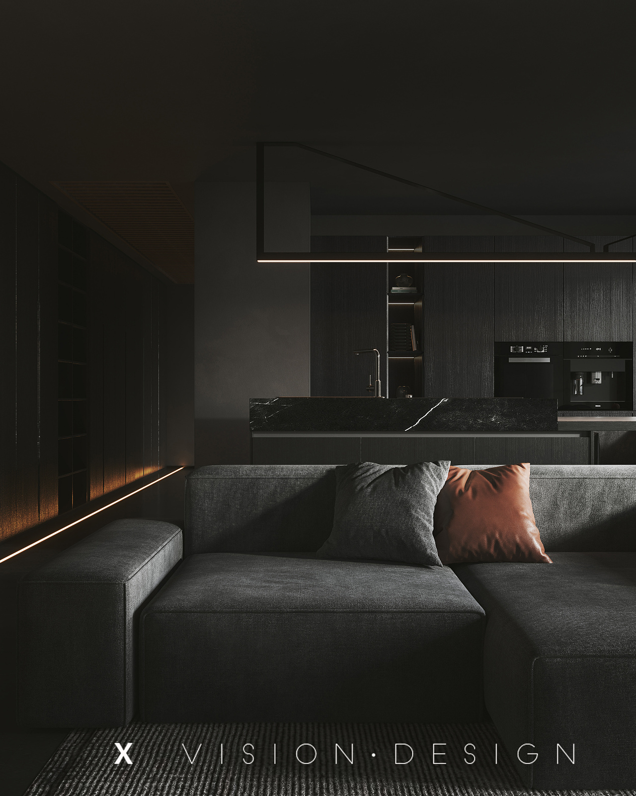 暗黑系客厅|空间|家装设计|老舍丶 - 原创作品 - 站酷 (zcool)