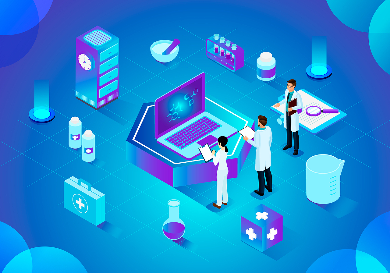 2.5D医疗医院插画