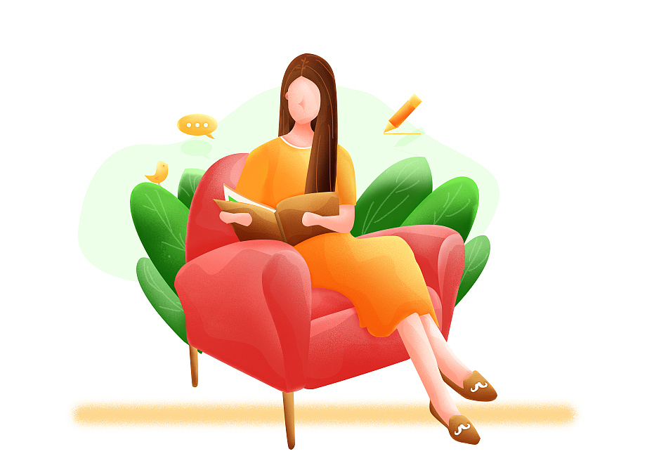 阅读者（图ZMTk0Nzg3NzQw） - 艺术插画 - 站酷设计师路边de小黄花原创素材 - 站酷ZCOOL