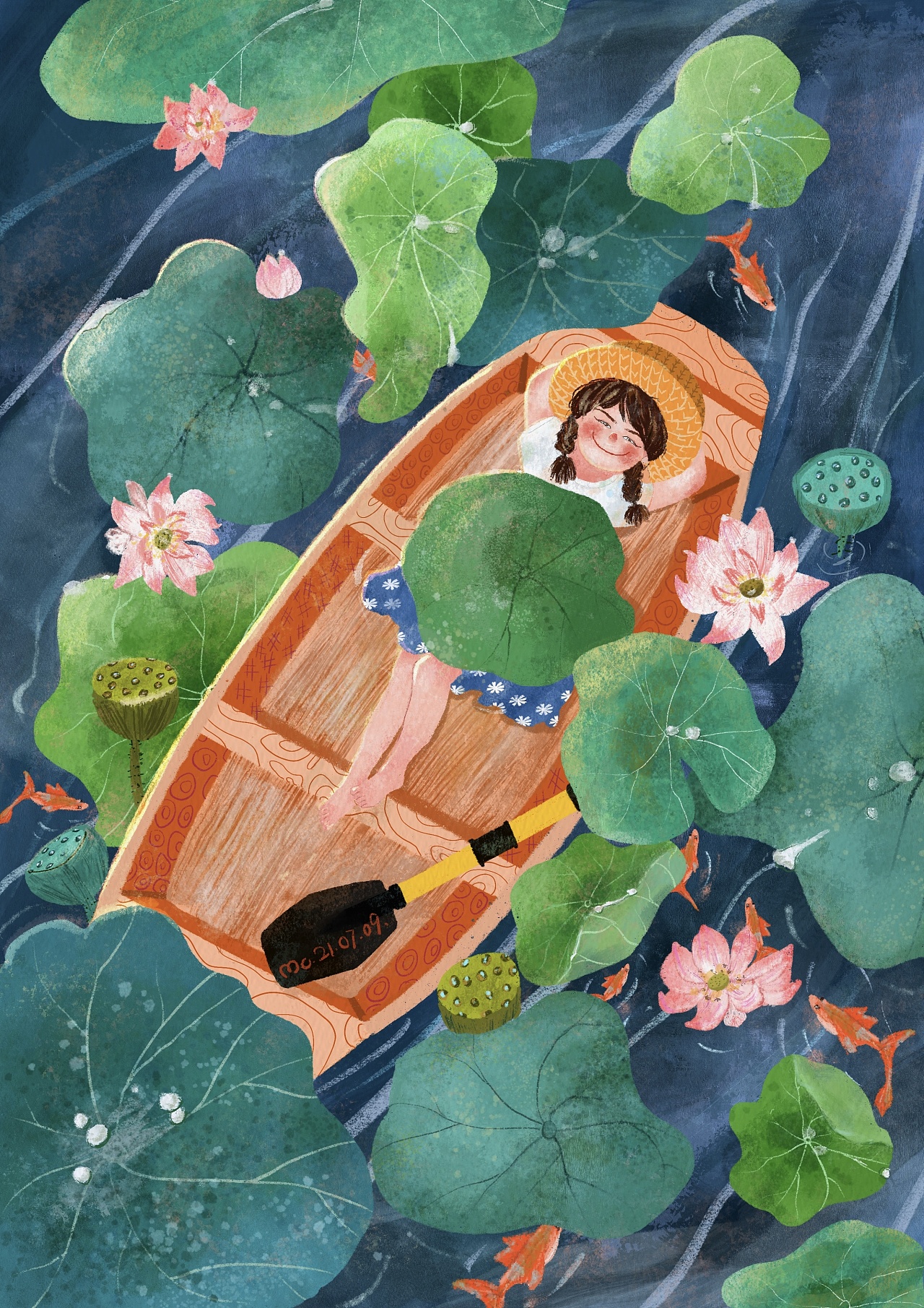 荷池小舟|插画|绘本|莫丑丑 - 原创作品 - 站酷 (zcool)