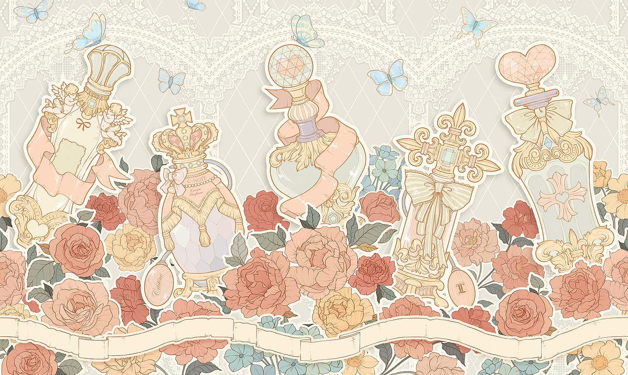 香水瓶插画印花/定位循环（图ZMjA1MDk3NzA0） - 商业插画 - 站酷设计师桃伯伯TAOPAIPAI原创素材 - 站酷ZCOOL