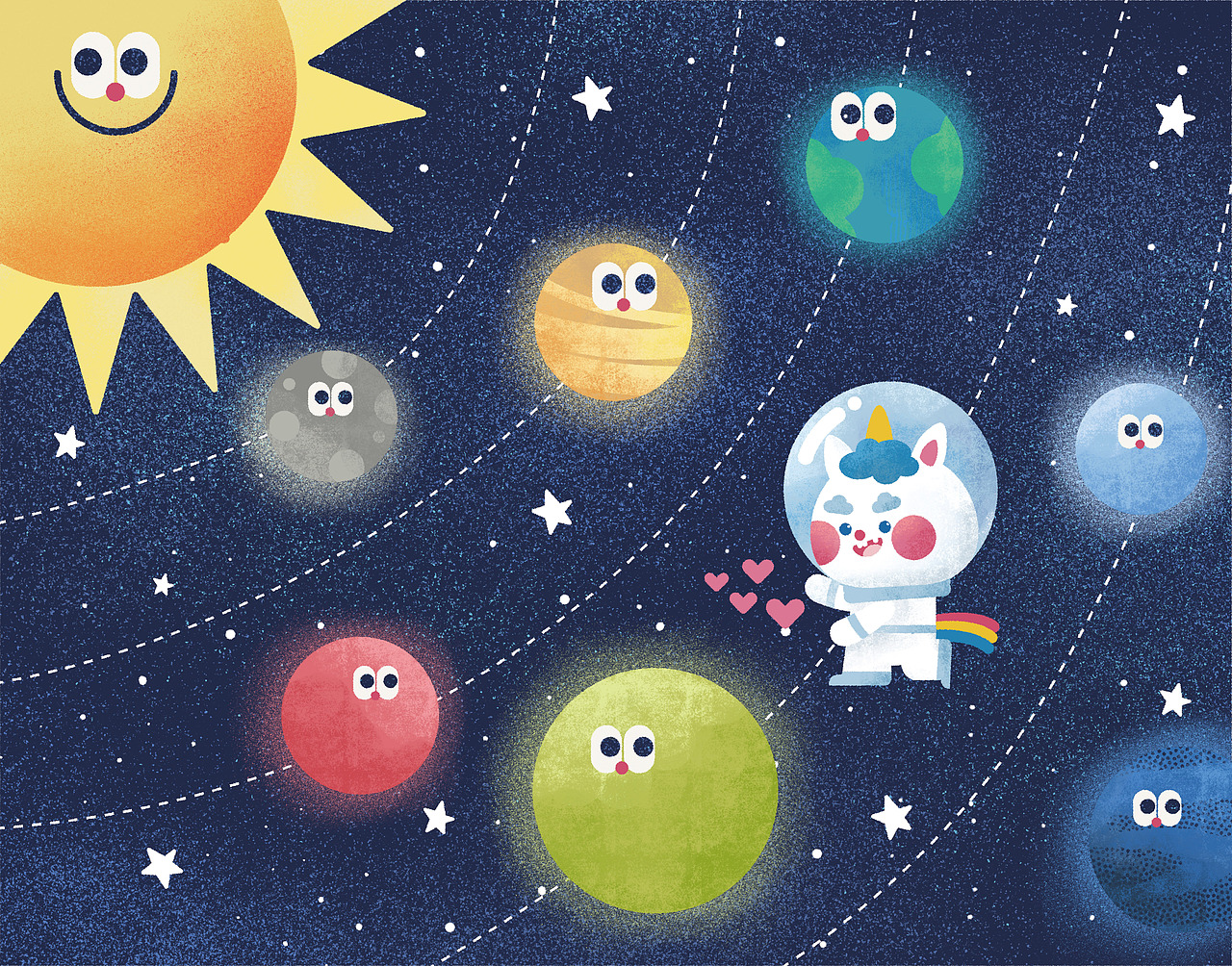 “星球、宇宙、银河、独角兽”——儿童插画（图ZMjQxMDM0NjE2） - 儿童插画 - 站酷设计师超重力兔子hanna原创素材 - 站酷ZCOOL