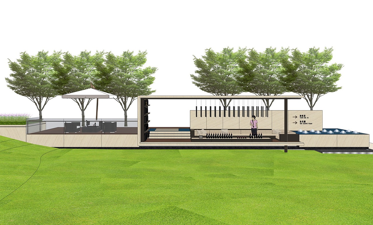 现代廊架SU模型下载