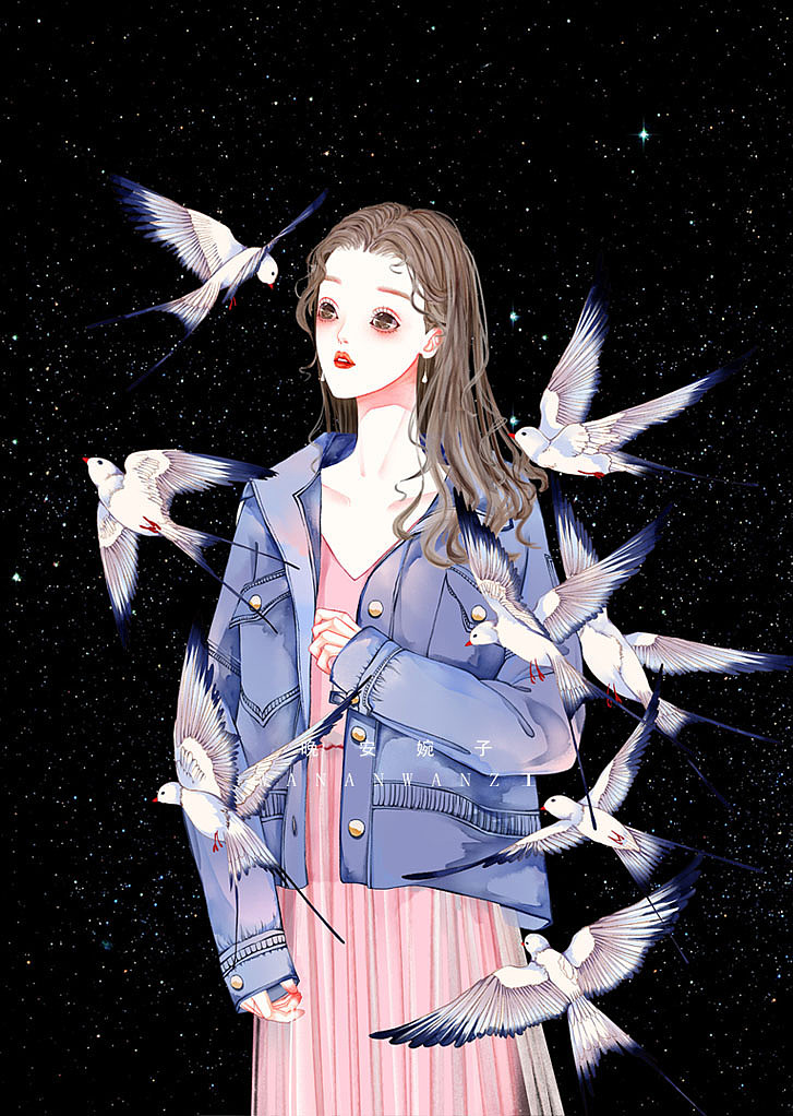 黑色背景少女系列壁纸