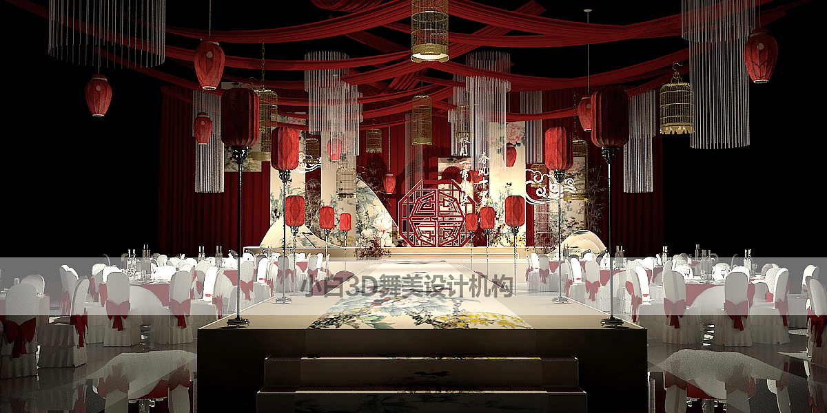 原创｜3D舞台设计案例分享—中式红色婚礼（图ZMTUzNDE4NzYw） - 舞台美术 - 站酷设计师观闻咨询原创素材 - 站酷ZCOOL