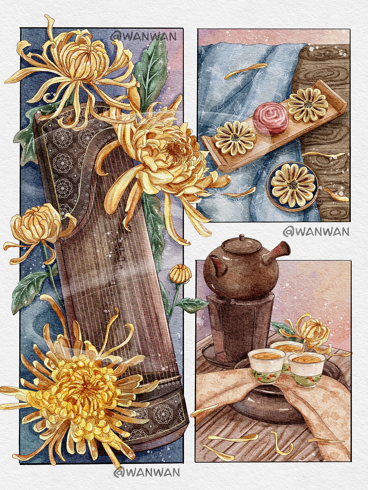 原创分镜插画｜十二花神之九月菊花（图ZMzE4NTkxMDM2） - 艺术插画 - 站酷设计师Z20490682原创素材 - 站酷ZCOOL