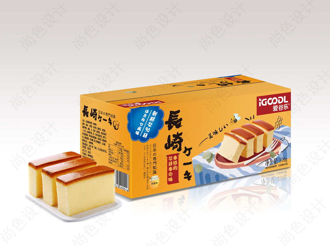 爱谷乐长崎蛋糕面包包装