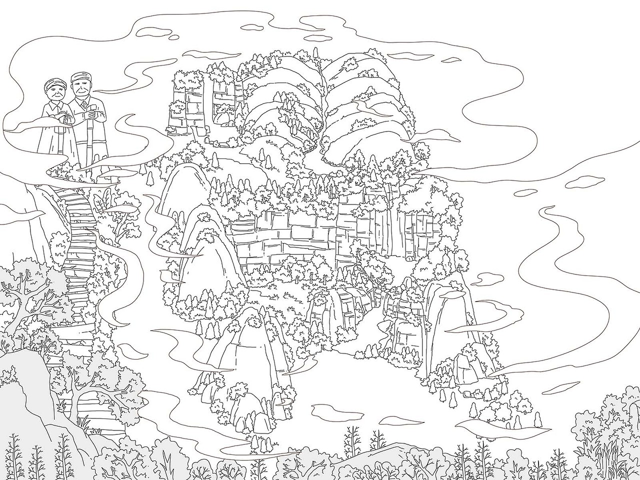 四面山景区旅游手绘地图-文创延展|插画|艺术插画|chenchen晓_原创