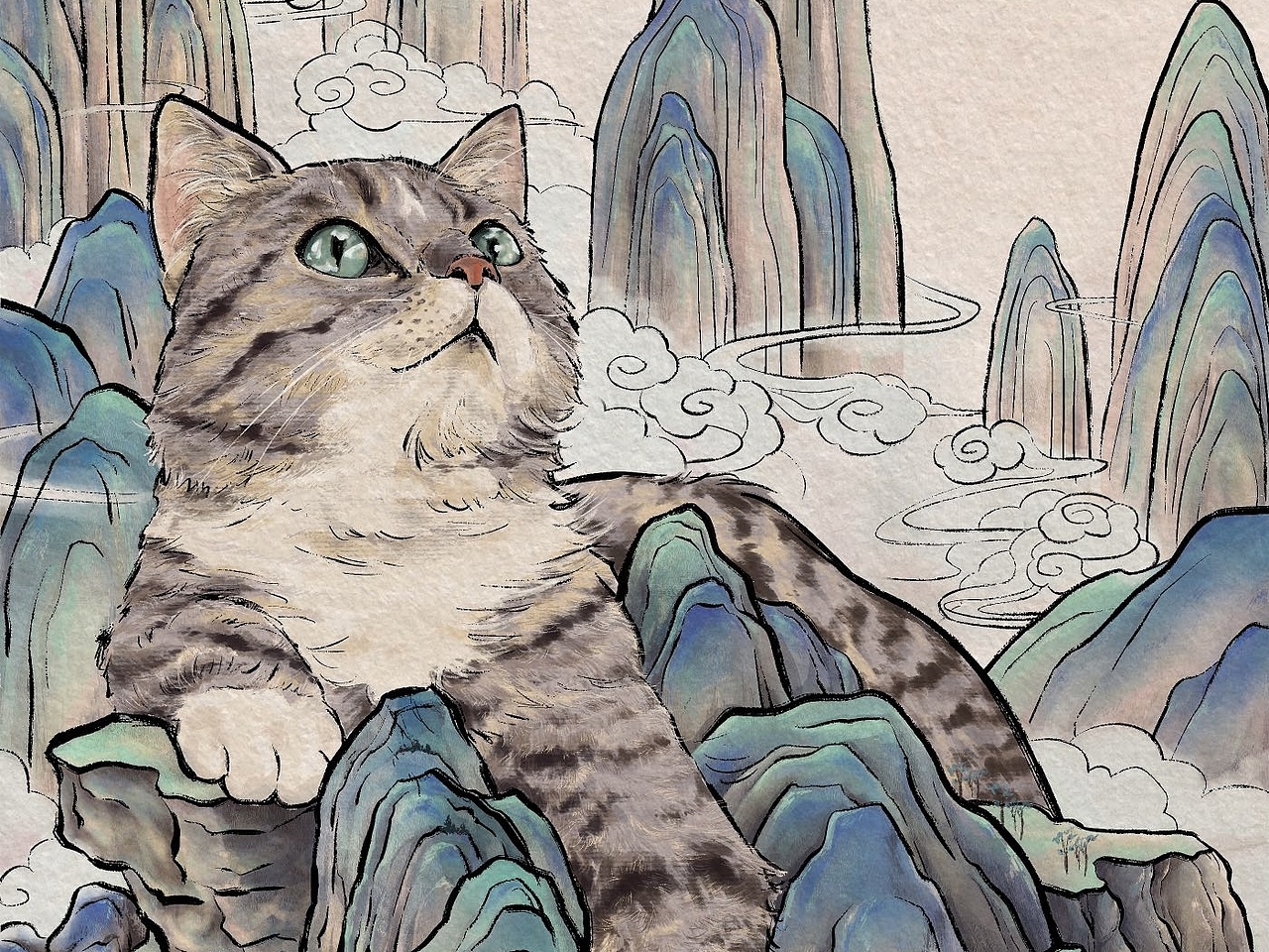 国潮古风猫猫系列（图ZMzA3MjAyMDY4） - 创作习作 - 站酷设计师Rockiki原创素材 - 站酷ZCOOL