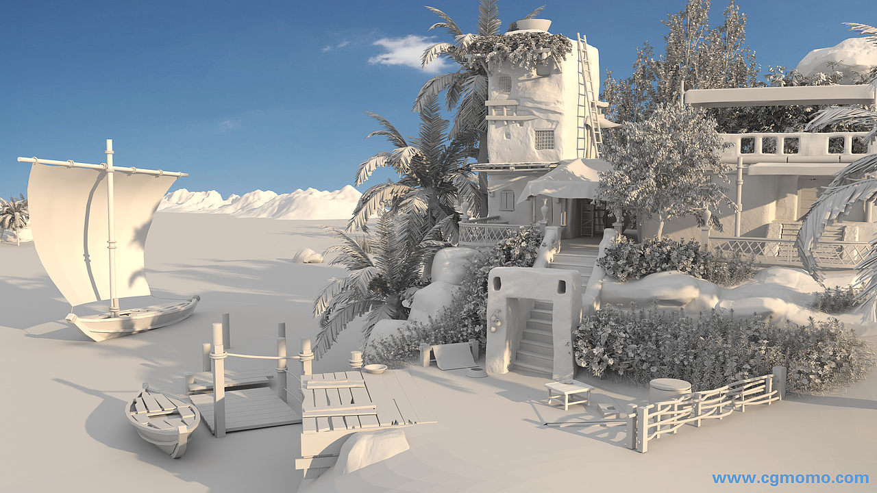 巧课力cgmomo模型班线下九期场景作业(白模)|三维|场景|巧课力cgmomo