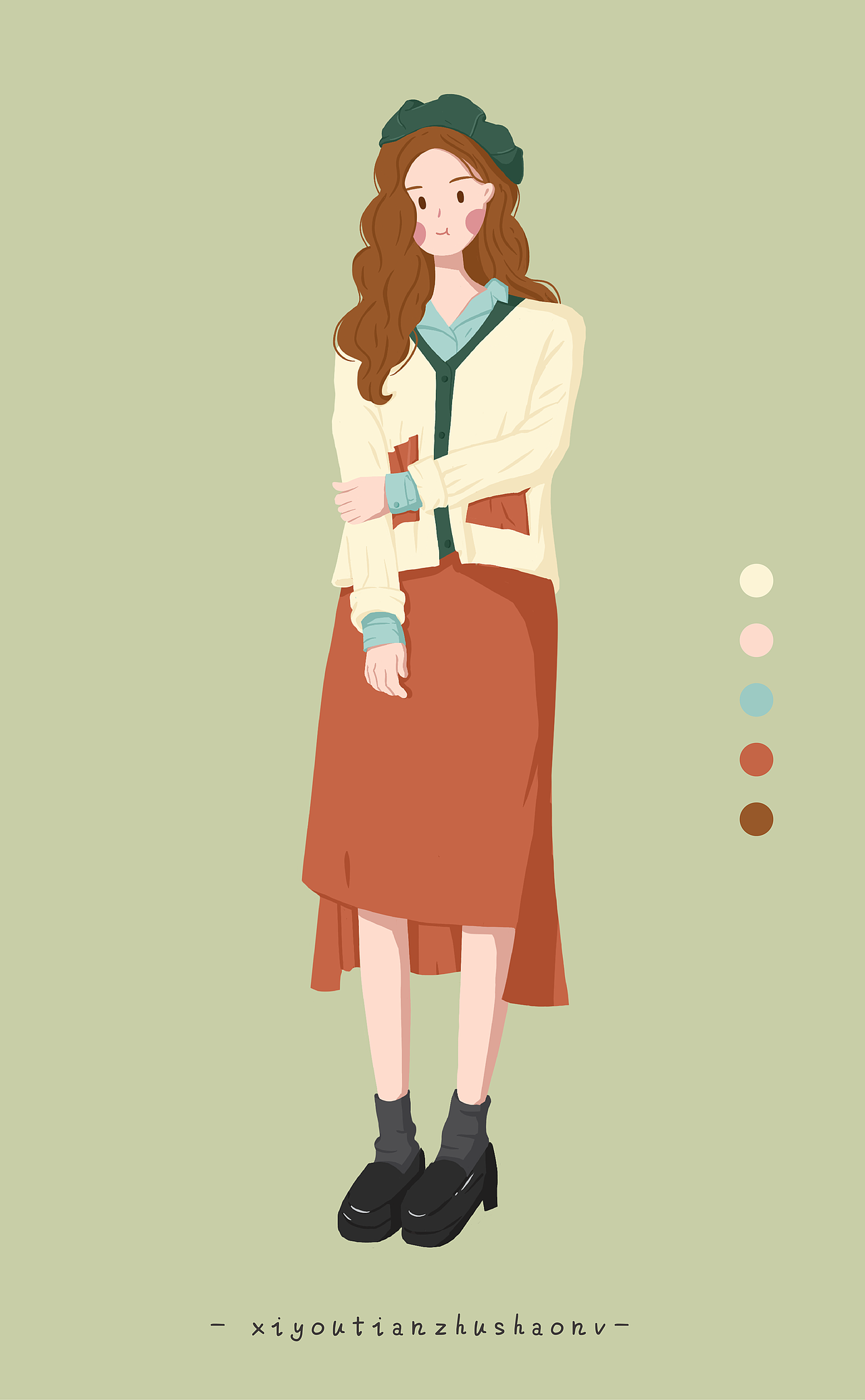 时尚穿搭女生系列插画练习清新