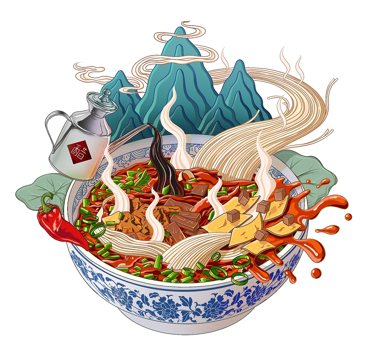 西安美食插画设计