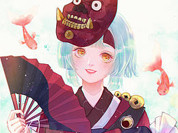 決戰(zhàn)平安京同人頭像插畫金魚姬面靈氣禰豆子