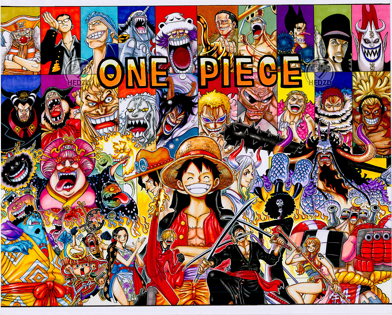 海贼王100卷纪念(对战boss合集)|插画|商业插画|hf的子弹 - 原创作品