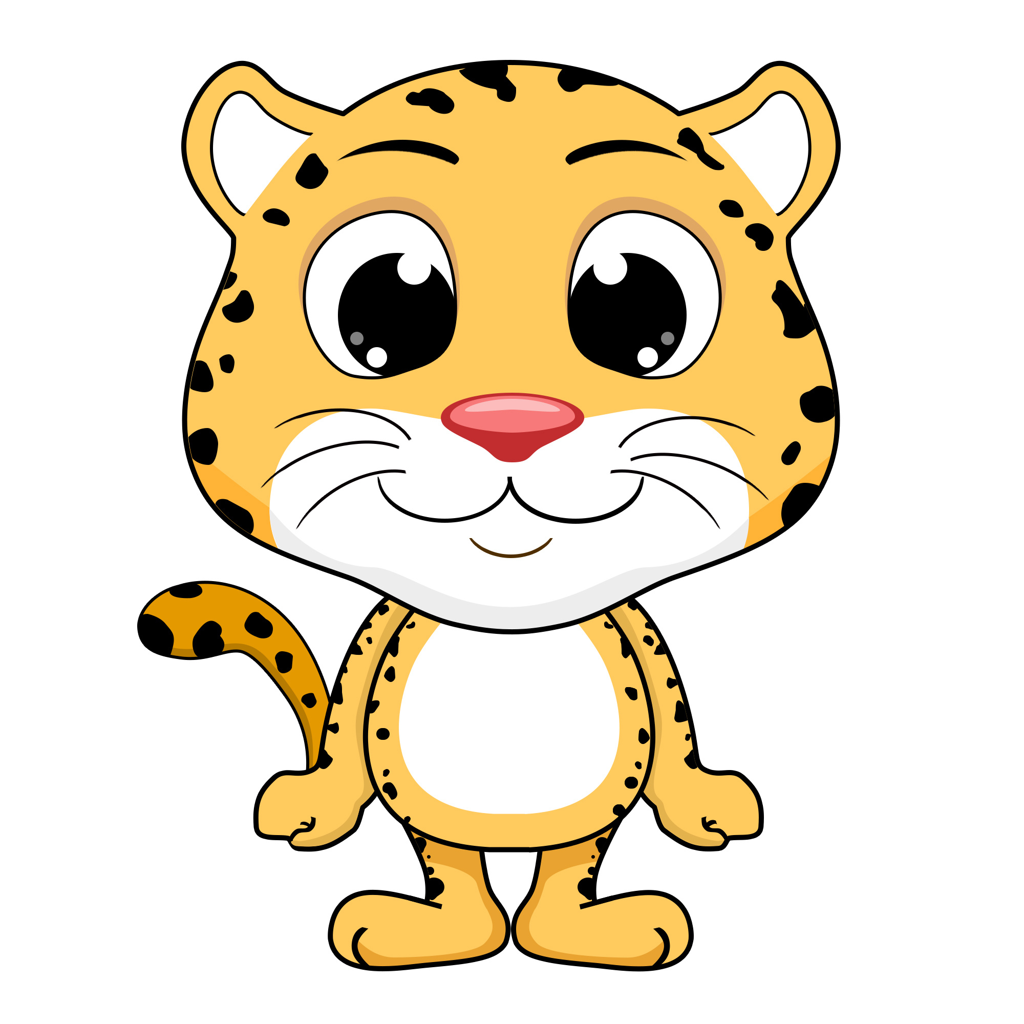 可爱的豹子坐着微笑。卡通矢量插图。插画图片素材_ID:408326993-Veer图库