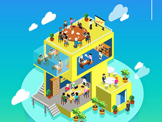 2.5D插画设计~OFFICE BUILDING