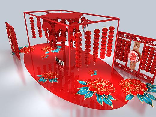 壹方天地新年美陈装饰展示展示设计3D效果图