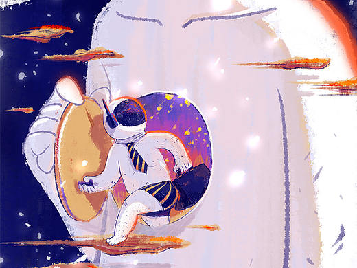 【 刚刚结束在行星巨人里的旅行的宇航员。】