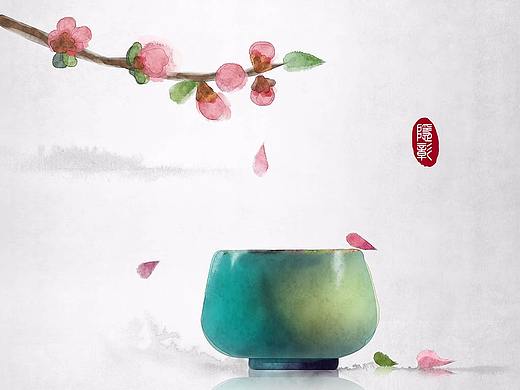 花枝春天茶文化茶道意境禅意24节气中式中国风古风插画