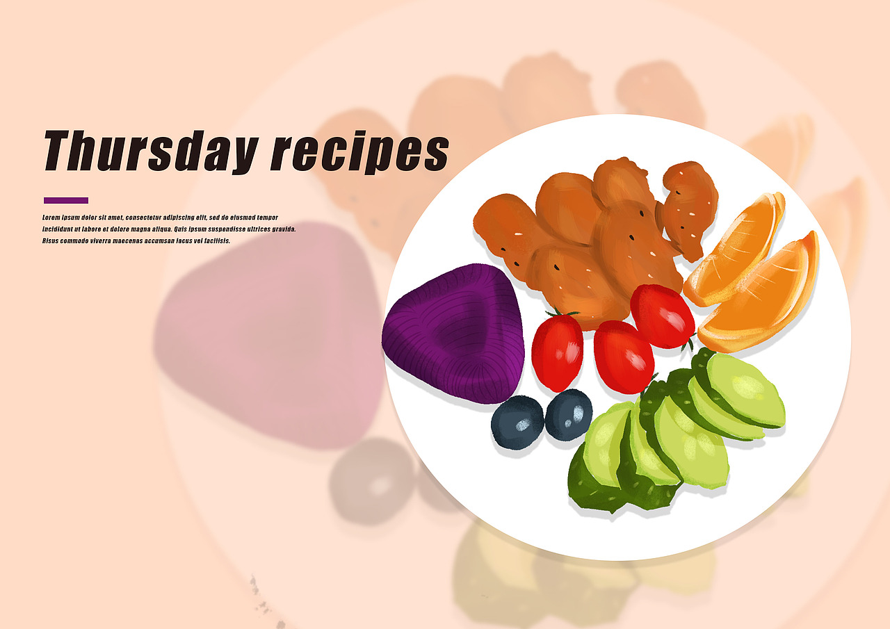 一周减脂餐食物插画