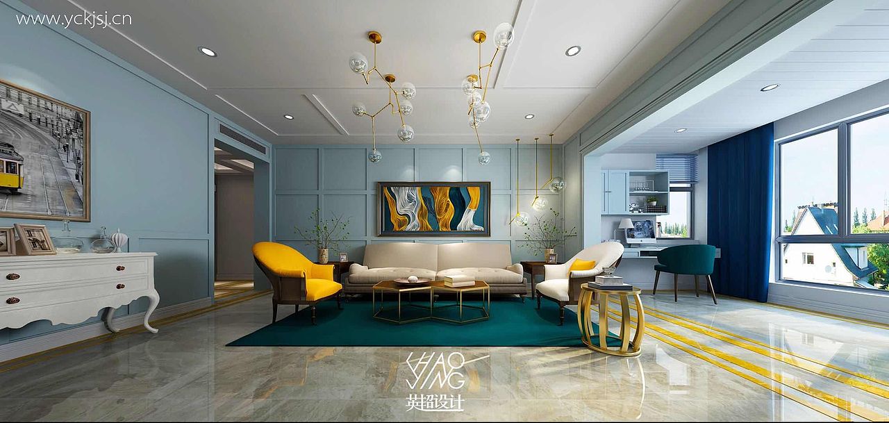 株洲金色荷塘美式轻奢–思所设计