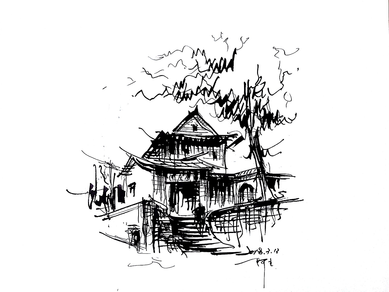 阿王速写建筑风景手绘