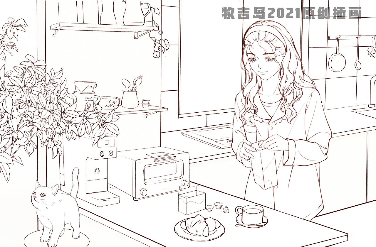 咖啡时间（图ZMjgyNDM3NTQ4） - 商业插画 - 站酷设计师牧吉岛原创素材 - 站酷ZCOOL