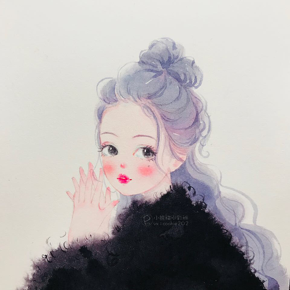 小熊猫胖哒水彩手绘人物水彩少女插画水彩韩系人物插画