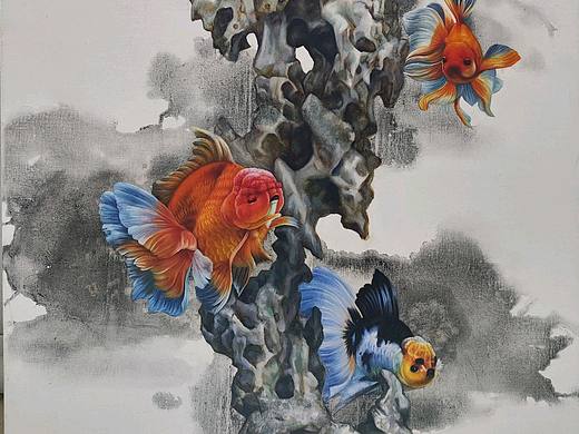 年年有鱼纯手绘油画