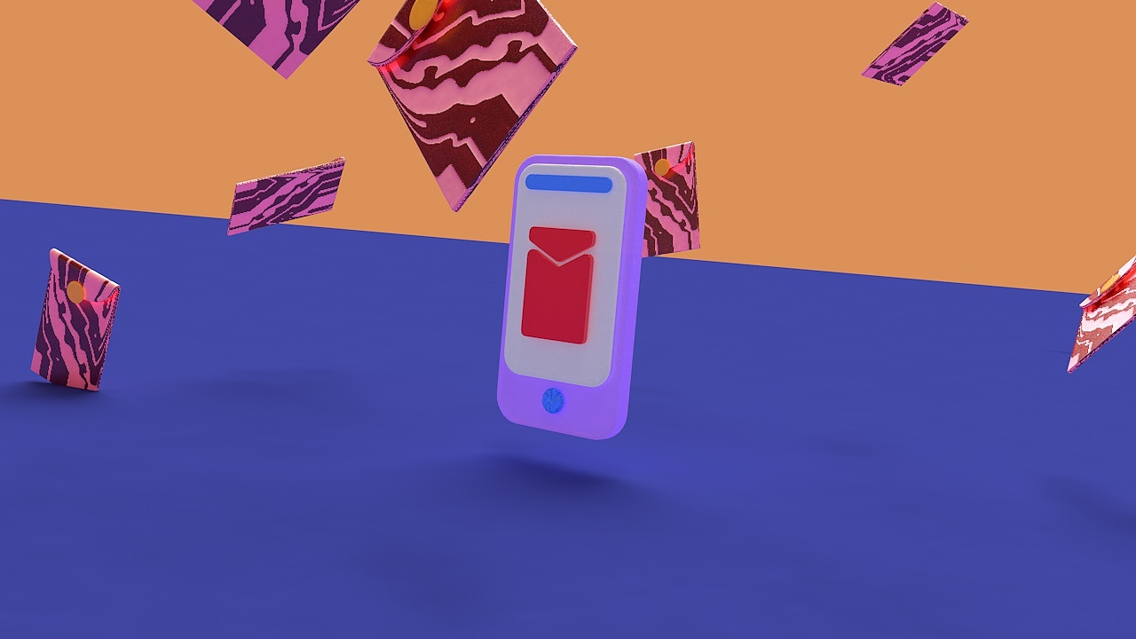 C4D制作手机按钮点击红包雨动态模拟效果设计