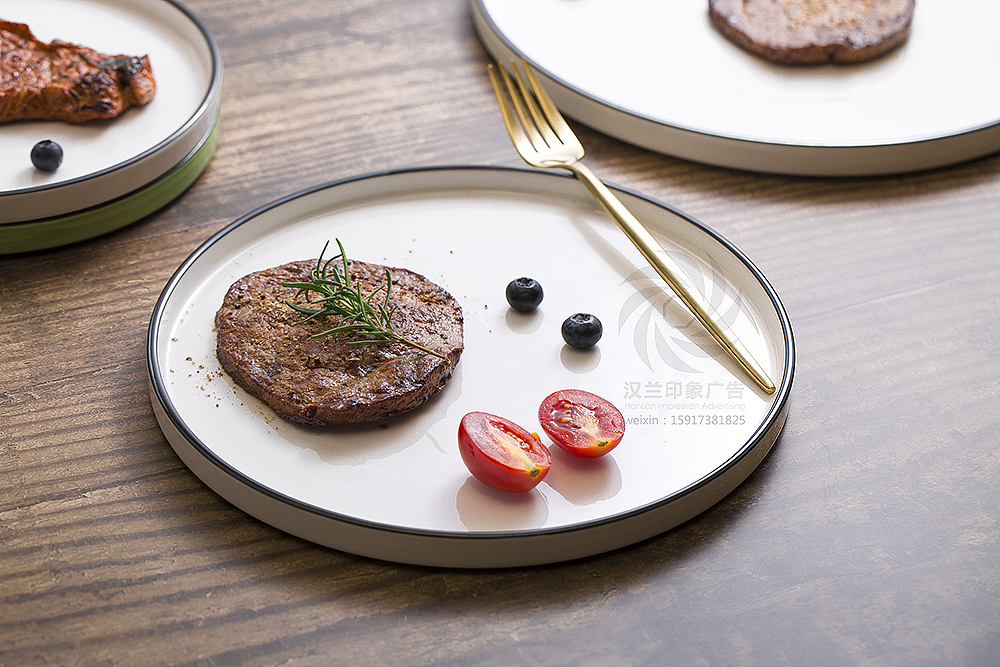 北欧创意陶瓷盘子 盘子拍摄 陶瓷盘详情制作