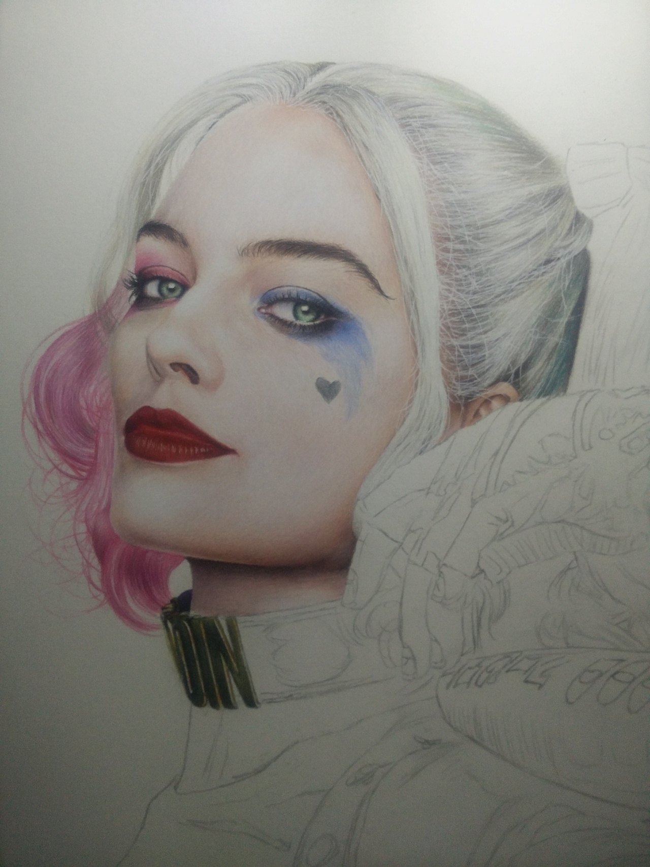 彩铅手绘小丑女