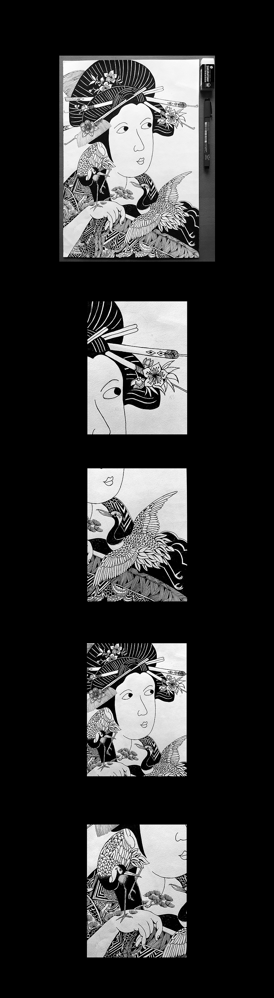 圆珠笔手绘 浮世绘 & 林檎的故事