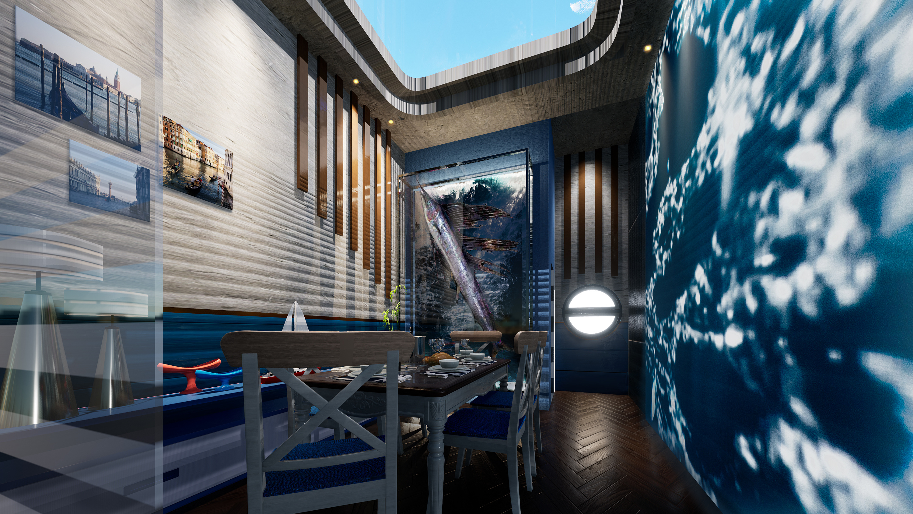 捕鱼文化主题餐厅包间设计效果图